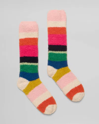 Joules Fluffy Womens Socks In Cream Multi Stripe