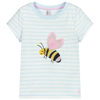 Joules Babies' Girls Blue Striped Bee T-shirt In White