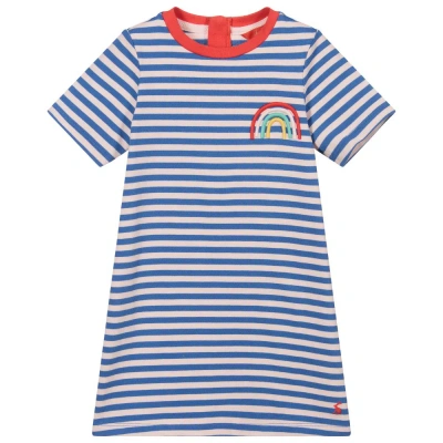 Joules Babies' Girls Blue Striped Rainbow Dress