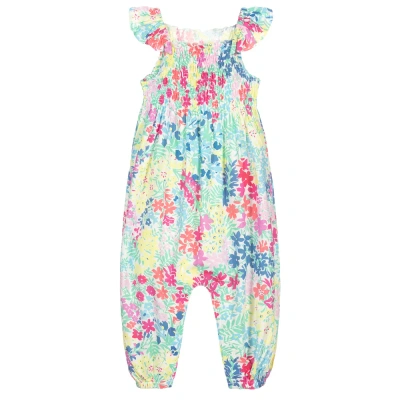 Joules Babies' Girls Pink & Blue Viscose Playsuit In Multi
