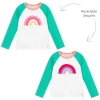 JOULES GIRLS WHITE & GREEN COTTON TOP