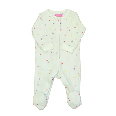 Pre-owned Joules Kids' Girls White Multi 1-piece Footed Pajamas