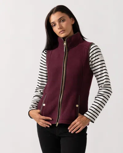 Joules Heritage Womens Fleece Gilet In Burgundy