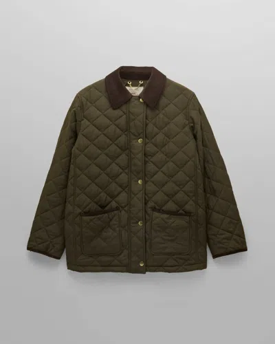 Joules Highgrove Womens Showerproof Diamond Quilted Jacket In Khaki Green