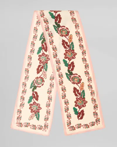 Joules Highgrove Womens Silk Skinny Scarf In Ecru Floral