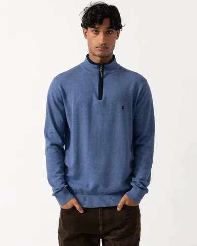 Joules Hillside Mens 1/4 Zip Jumper In Blue