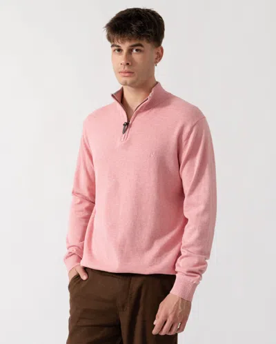 Joules Hillside Mens 1/4 Zip Jumper In Pink