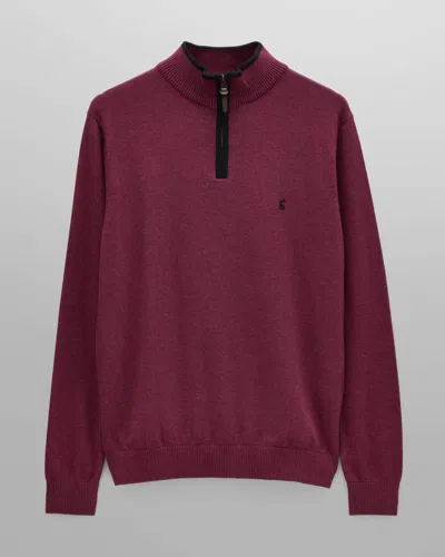 Joules Hillside Mens 1/4 Zip Jumper In Plum