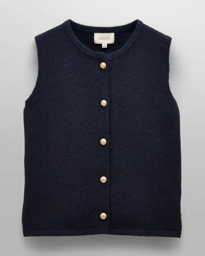 Joules Holly Womens Button-up Tank Top In Navy