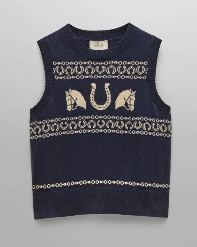 Joules Horse Icon Womens Knit Tank Top In Navy