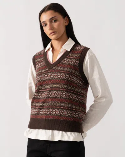 Joules Islay Womens V-neck Knit Tank Top In Brown