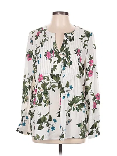 Pre-owned Joules Long Sleeve Blouse In White