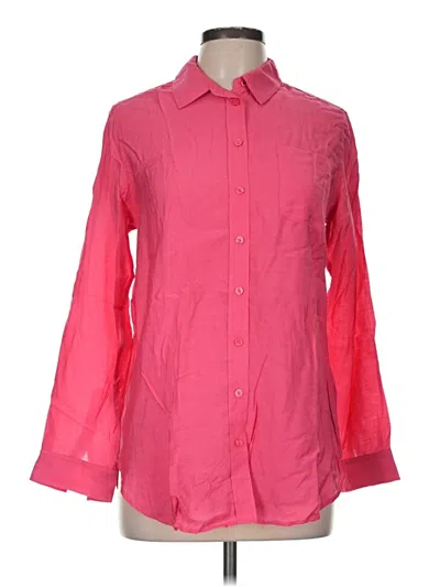 Pre-owned Joules Long Sleeve Button Down Shirt In Pink
