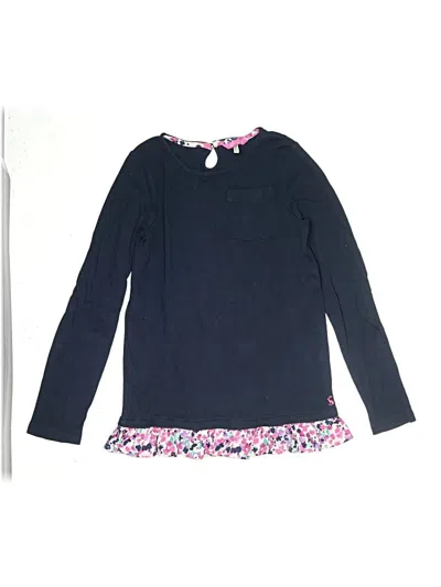Pre-owned Joules Kids' Long Sleeve Top Blue Ruffles Neckline Tops