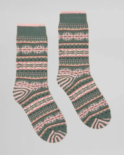 Joules Lucille Womens Fairisle Socks In Khaki Green