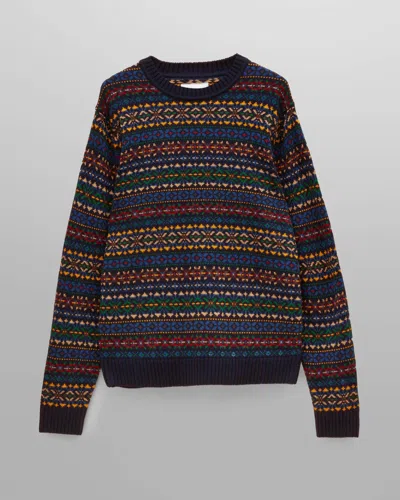 Joules Mens Crew Neck Fairisle Jumper In Navy Multi