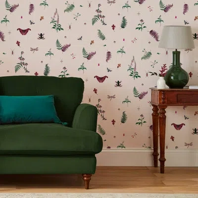 Joules Midnight Beasts 33' L X 21" W Wallpaper Double Roll In Ivory,green,red