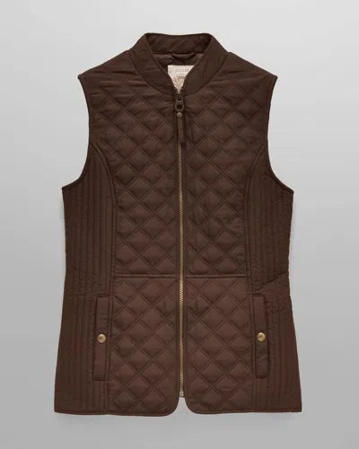 Joules Minx Womens Diamond Quilt Gilet In Chocolate Brown