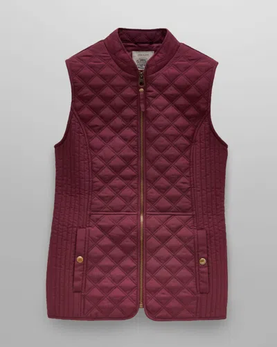 Joules Minx Womens Diamond Quilt Gilet In Dark Red
