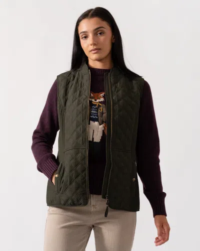 Joules Minx Womens Diamond Quilt Gilet In Green