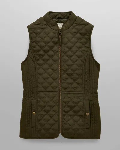 Joules Minx Womens Diamond Quilt Gilet In Rosemary Green