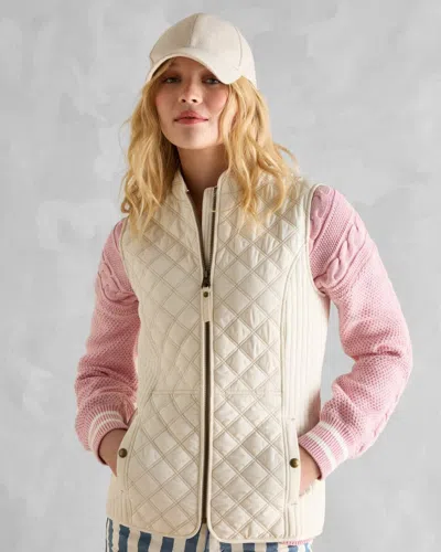 Joules Minx Womens Diamond Quilt Gilet In White