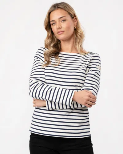 Joules New Harbour Womens Striped Breton Top In Blue