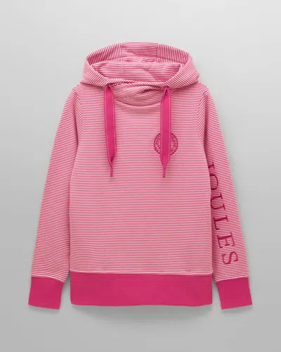 Joules Rushton Womens Cowl Neck Hoodie In Pink/white