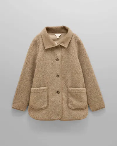 Joules Sadie Longline Womens Fleece Jacket In Mink Brown
