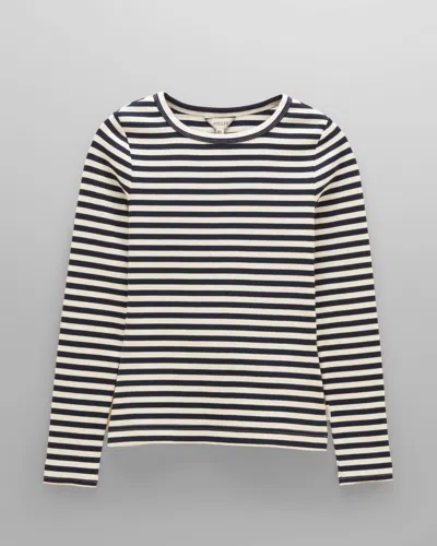 Joules Sophie Womens Long Sleeve Ribbed Fitted T-shirt In Navy Creme