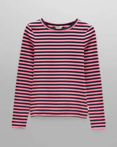Joules Sophie Womens Long Sleeve Ribbed Fitted T-shirt In Pink