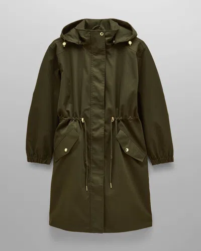 Joules Stormwell Womens Hooded Longline Raincoat In Green