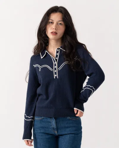 Joules Western Womens Collared Jumper In Navy