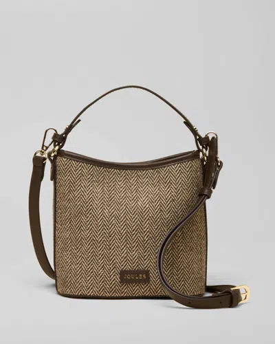 Joules Womens Bucket Bag In Neutral Herringbone