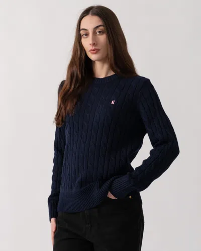 Joules Womens Classic Cable Knit Jumper In Navy