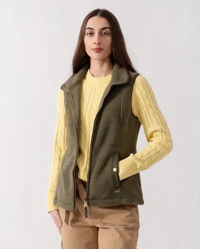 Joules Womens Heritage Borg Gilet In Green