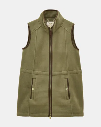 Joules Womens Heritage Longline Fleece Gilet In Green