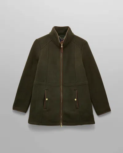 Joules Womens Heritage Longline Fleece Jacket In Green