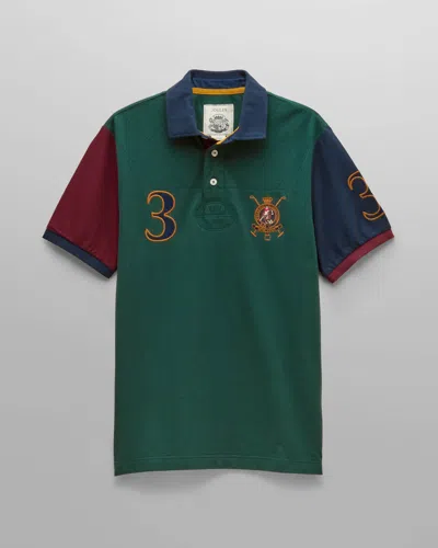 Joules Woody Mens Embellished Polo Shirt In Green/burgundy