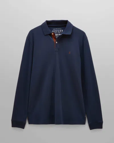 Joules Woody Mens Long Sleeve Polo Shirt In Navy
