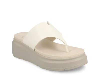 Journee Carah Wedge Sandal In White