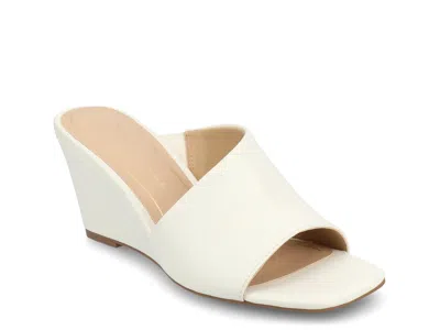 Journee Clementine Wedge Sandal In White