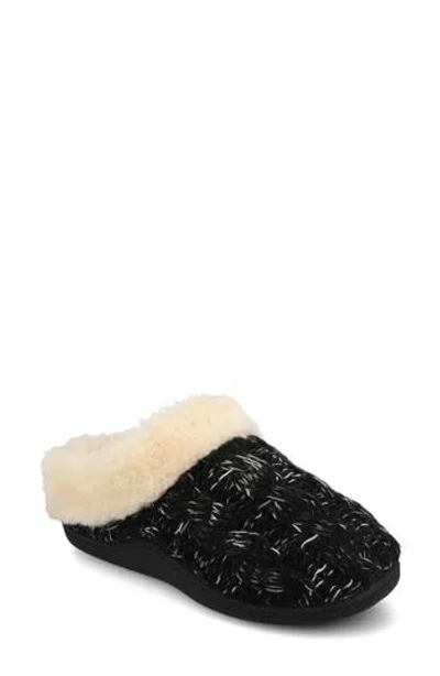 Journee Collection Adiah Faux Fur Trim Slipper In Black
