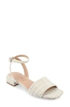 Journee Collection Women's Adleey Ankle Strap Tweed Block Heel Sandals In Beige