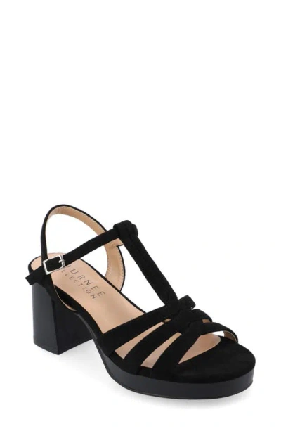 Journee Collection Alyce Block Heel T-strap Platform Sandal In Black
