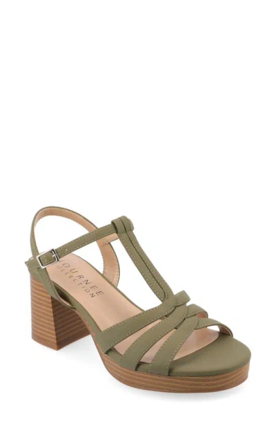 Journee Collection Alyce Block Heel T-strap Platform Sandal In Green