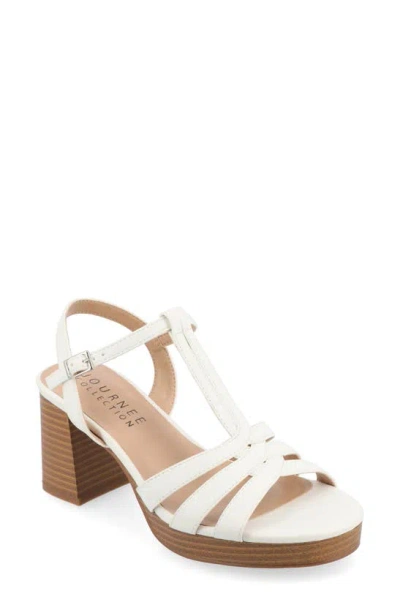Journee Collection Alyce Block Heel T-strap Platform Sandal In White