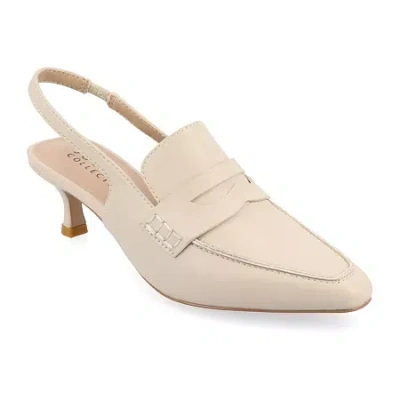 Journee Collection Amory Womens Moc Closed Toe Kitten Heel Pumps In Sand