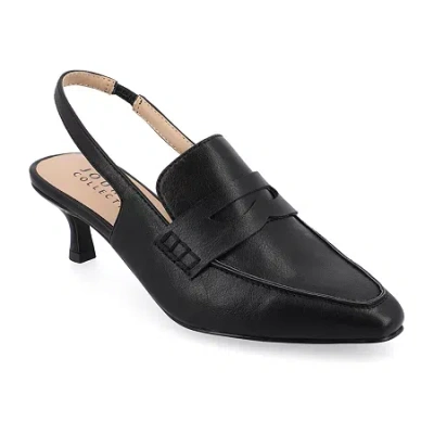 Journee Collection Amory Womens Square Closed Toe Kitten Heel Pumps In Black
