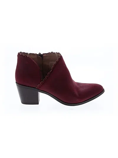 Pre-owned Journee Collection Ankle Boots In Burgundy